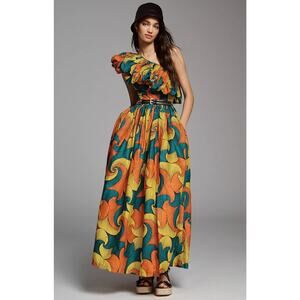NWT SIKA Printed Multi-Color One-Shoulder Ruffle Dress - Size 00